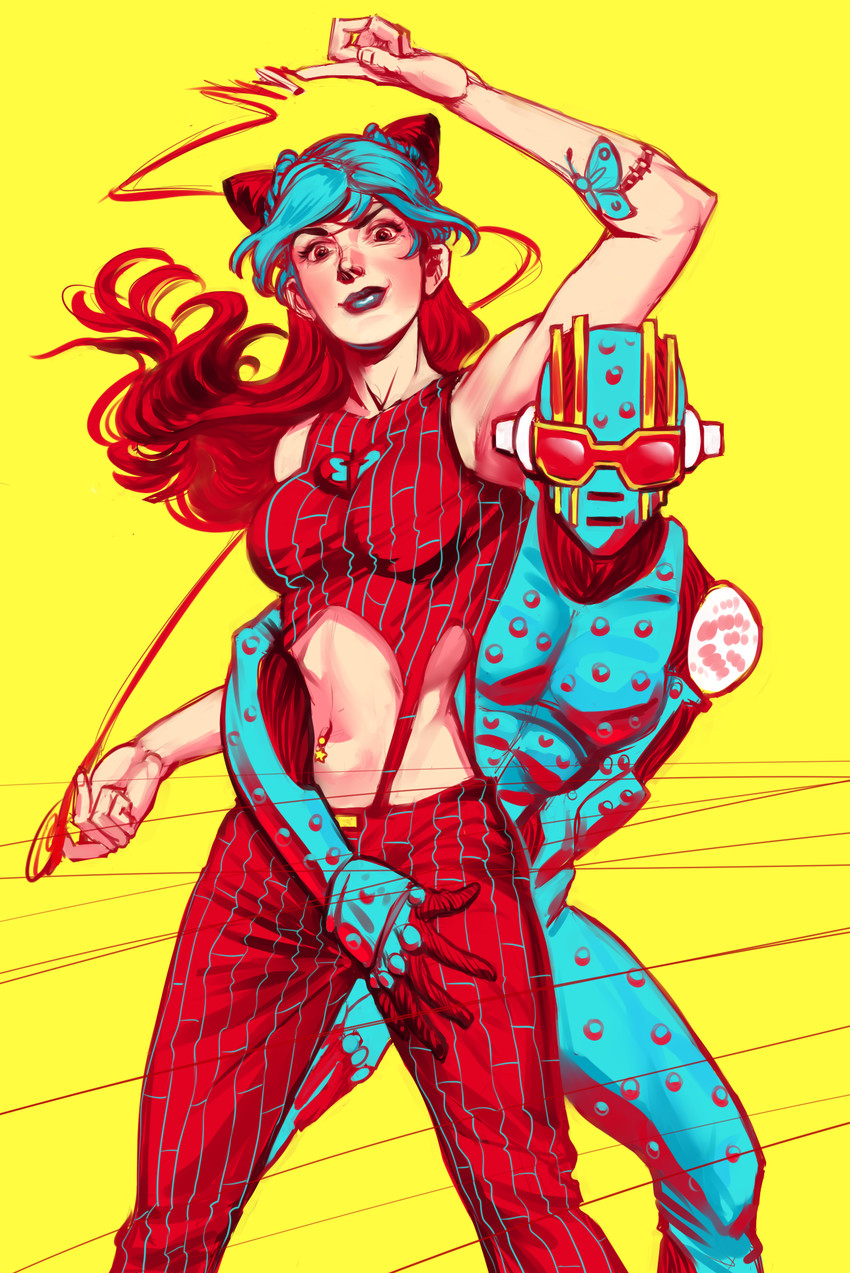 kujo jolyne and stone free (jojo no kimyou na bouken and 1 more) drawn by sir_garrowman