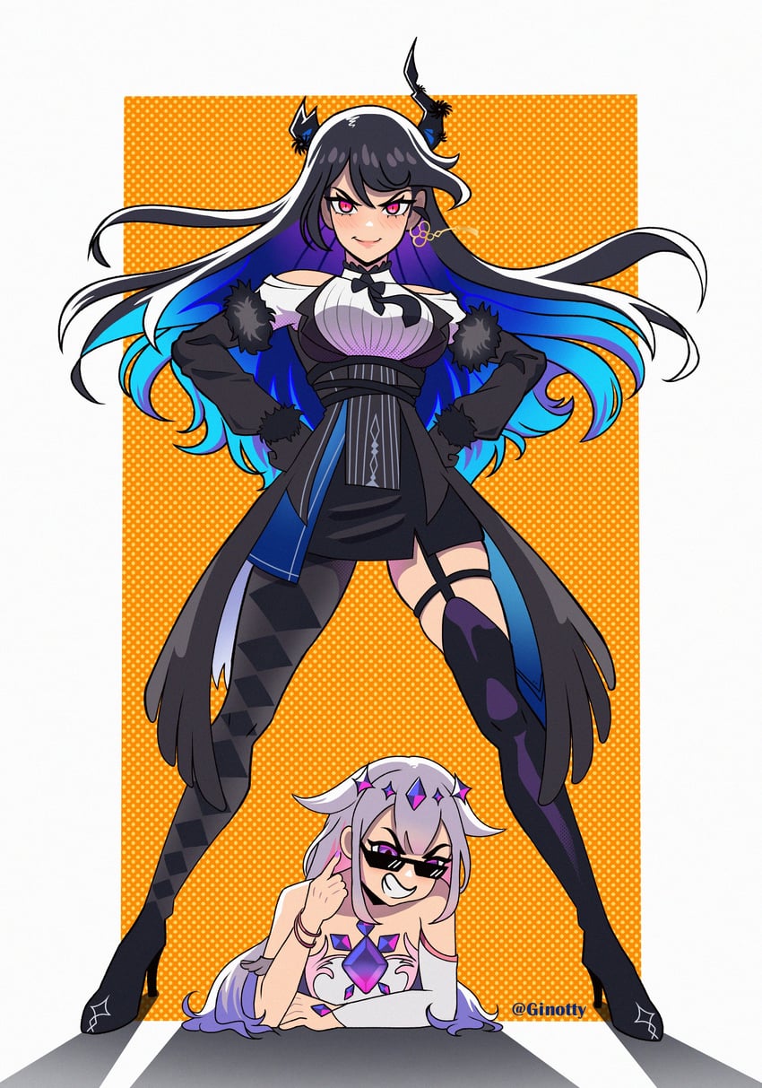 nerissa ravencroft and koseki bijou (hololive and 1 more) drawn by ginotty