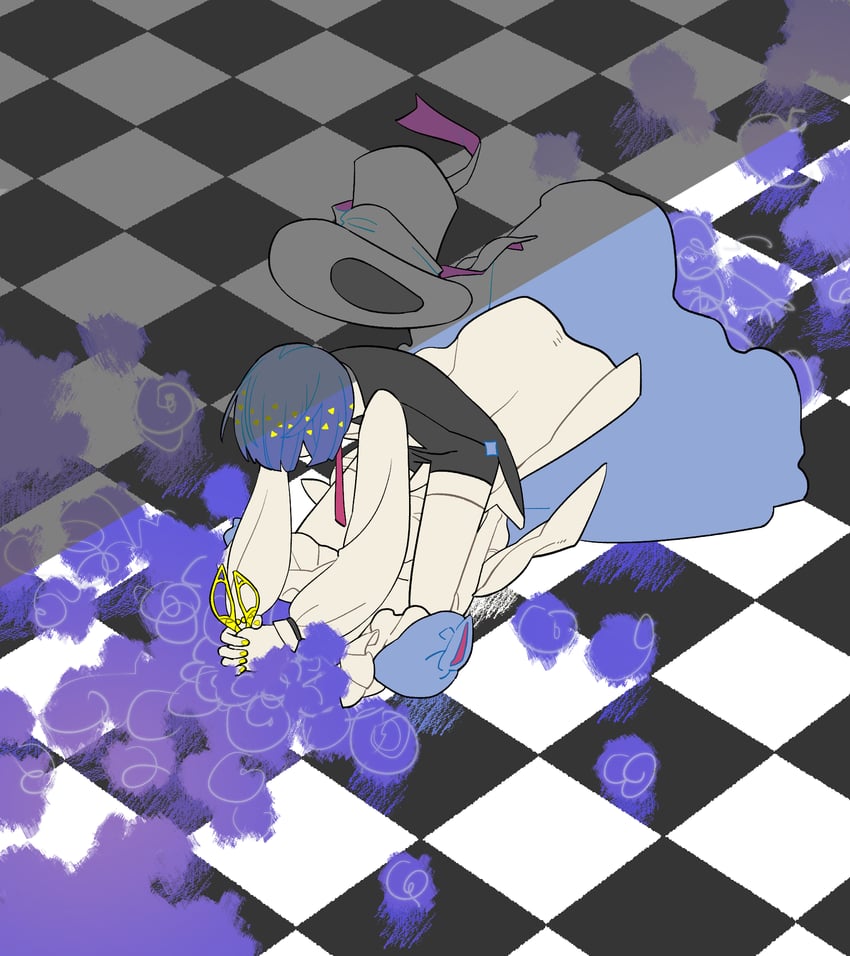 alice, phosphophyllite, and mad hatter (houseki no kuni) drawn by ajing073