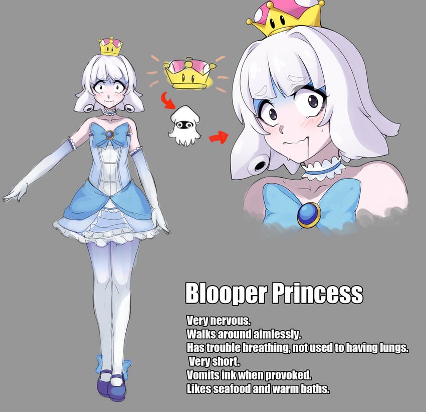 blooper and bloopette (mario and 1 more) drawn by chuunioniika
