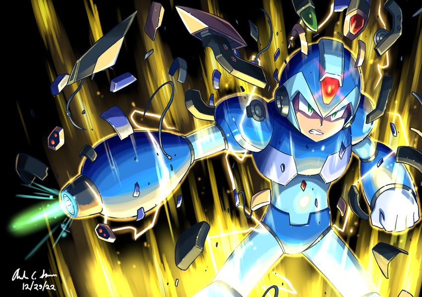 x (mega man and 2 more) drawn by innovator123