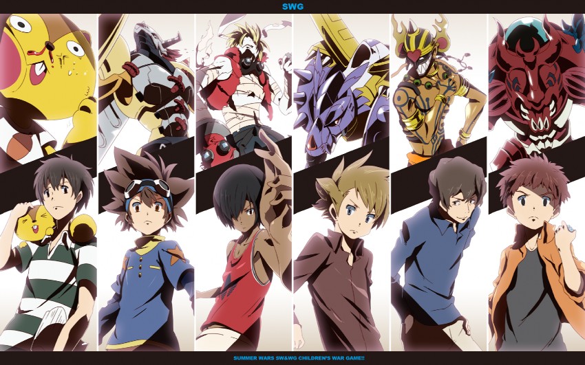 yagami taichi, ishida yamato, izumi koshiro, wargreymon, ikezawa kazuma, and 7 more (digimon and 3 more) drawn by hajime_(hajime-ill-1st)