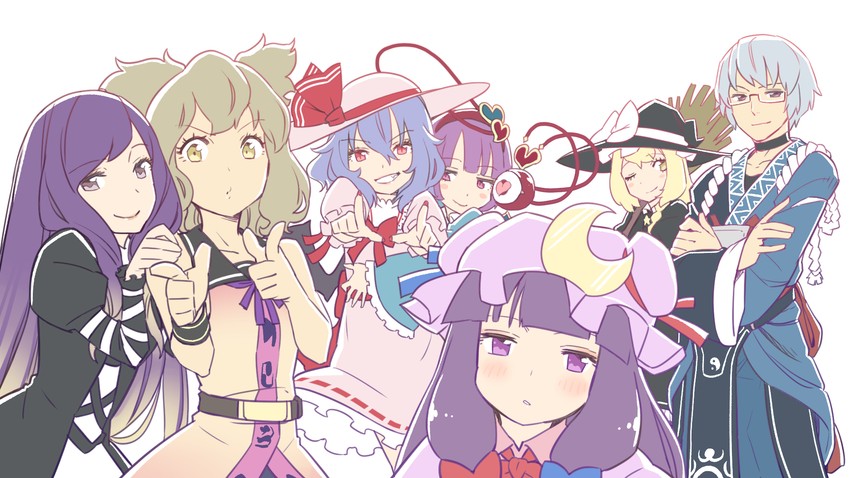 kirisame marisa, remilia scarlet, patchouli knowledge, komeiji satori, hijiri byakuren, and 2 more (touhou) drawn by kawayabug