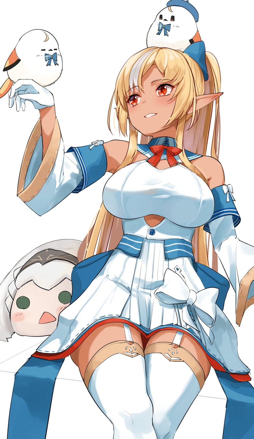 shirogane noel, shiranui flare, and elfriend (hololive) drawn by yuuzuki_(re'ef)