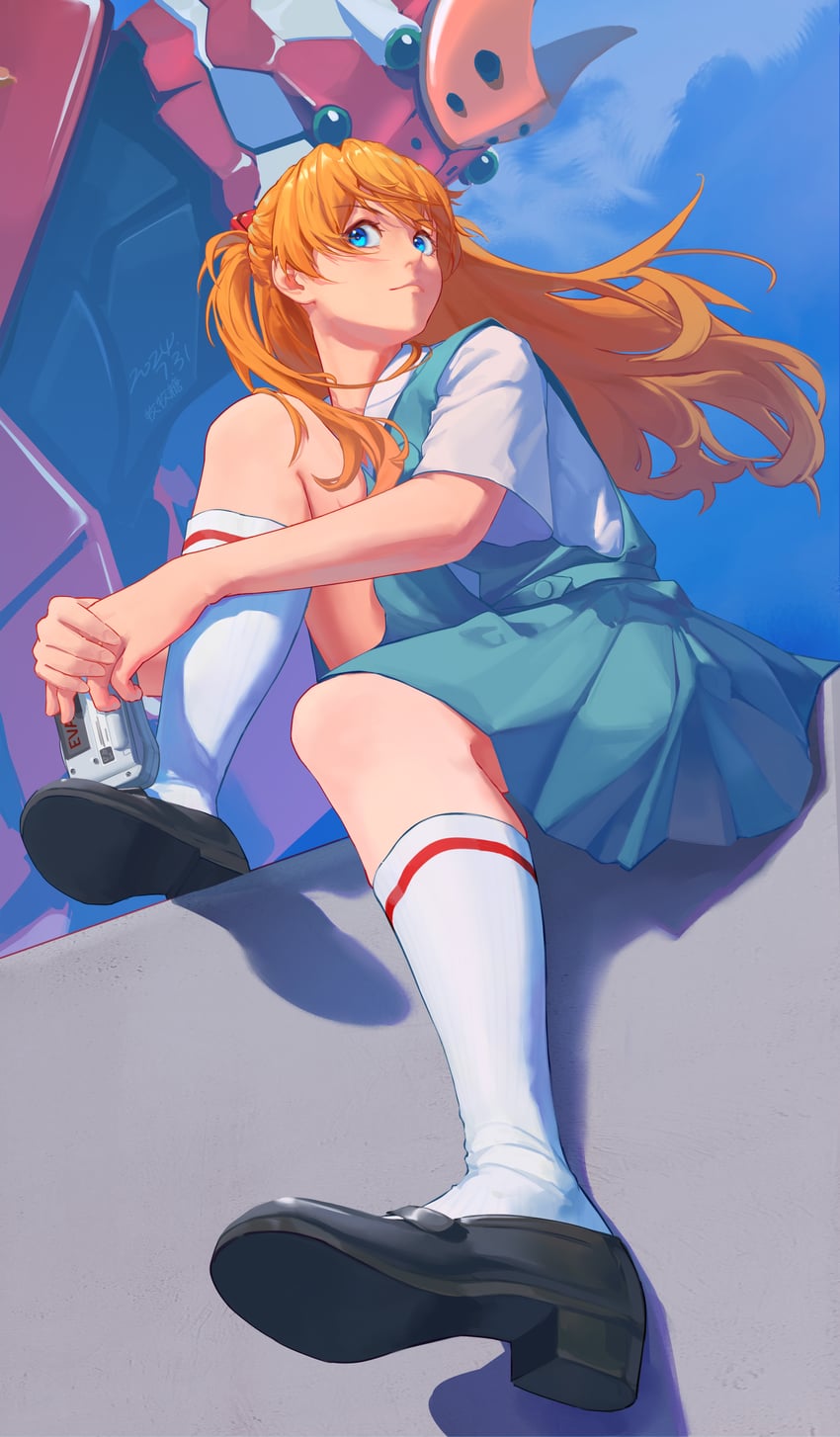 souryuu asuka langley and eva 02 (neon genesis evangelion) drawn by mmtang