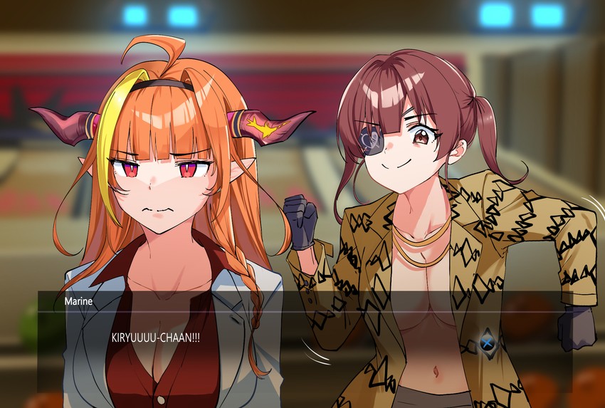 houshou marine, kiryu coco, kiryu kazuma, and majima goro (hololive and 3 more) drawn by nonbire