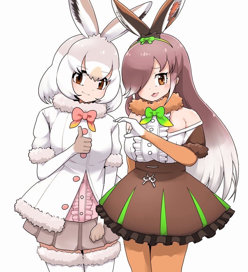 european hare and mountain hare (kemono friends) drawn by aw_r0s