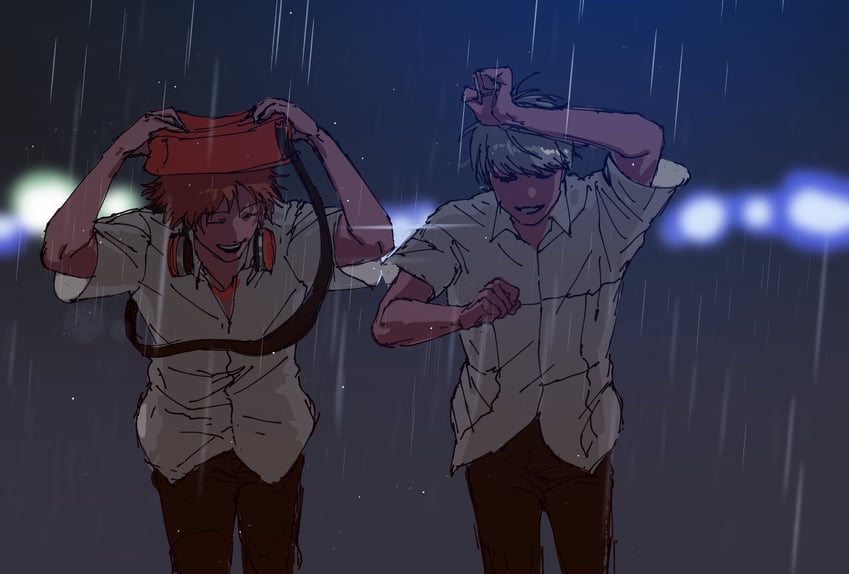narukami yu and hanamura yousuke (persona and 1 more) drawn by morrisuit