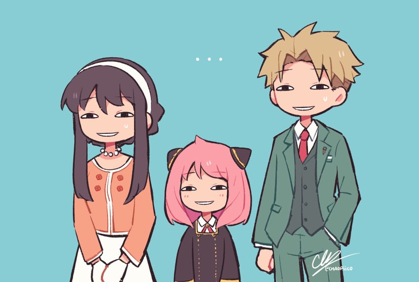 yor briar, anya, and twilight (spy x family) drawn by chaopiico