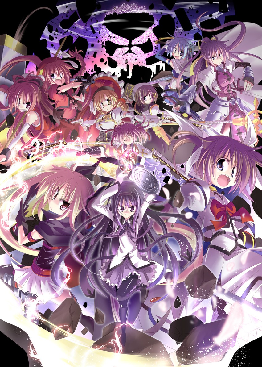 akemi homura, kaname madoka, miki sayaka, sakura kyoko, tomoe mami, and 10 more (mahou shoujo madoka magica and 3 more) drawn by kazekawa_nagi