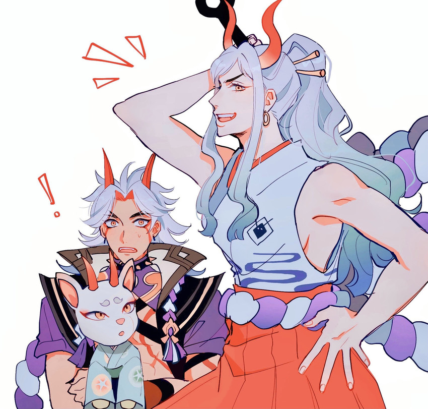yamato, arataki itto, and shino (genshin impact and 2 more) drawn by seirorath