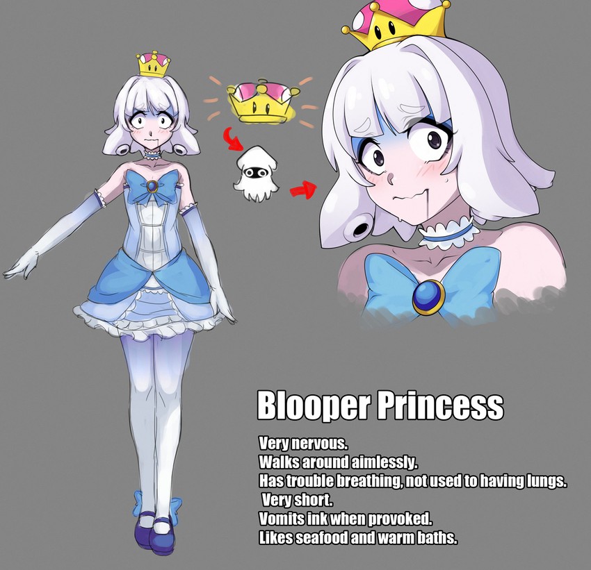 blooper and bloopette (mario and 1 more) drawn by chuunioniika