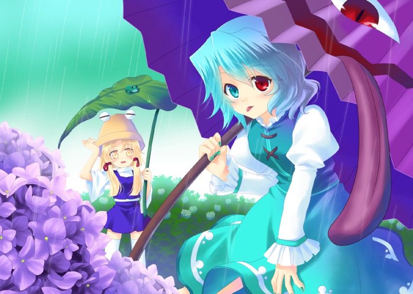 moriya suwako and tatara kogasa (touhou) drawn by soukuu_kizuna