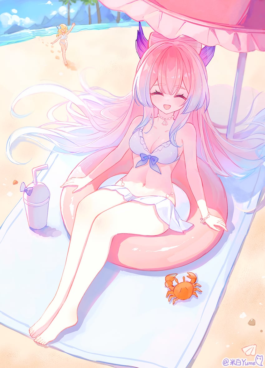 lumine and sangonomiya kokomi (genshin impact) drawn by mibai_yume