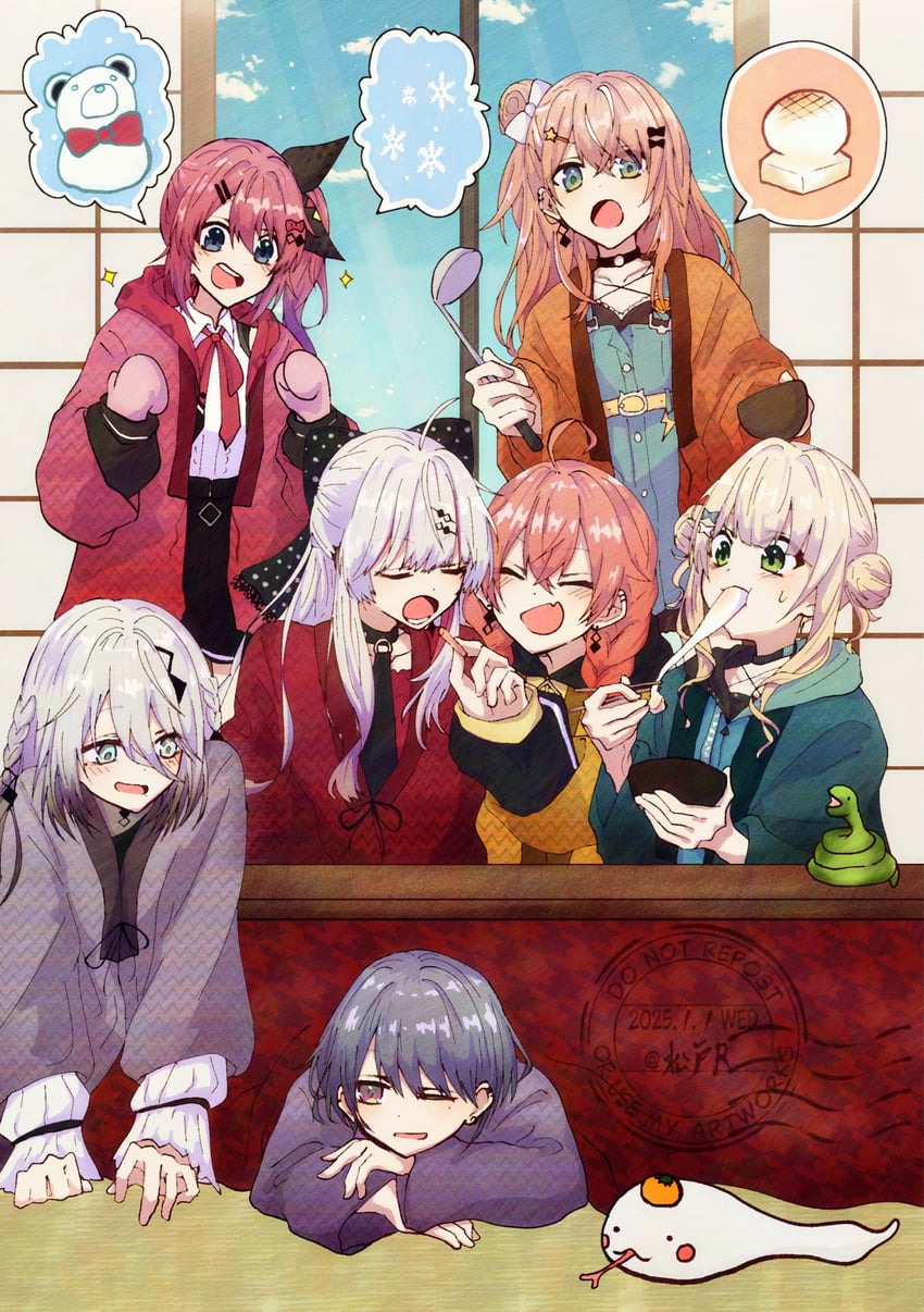 kuramochi meruto, ishigami nozomi, igarashi rika, koshimizu toru, sophia valentine, and 3 more (nijisanji) drawn by matsudogred