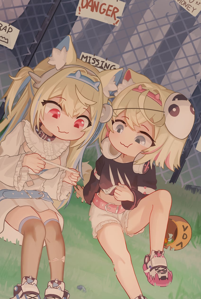 fuwawa abyssgard and mococo abyssgard (hololive and 2 more) drawn by nanachides