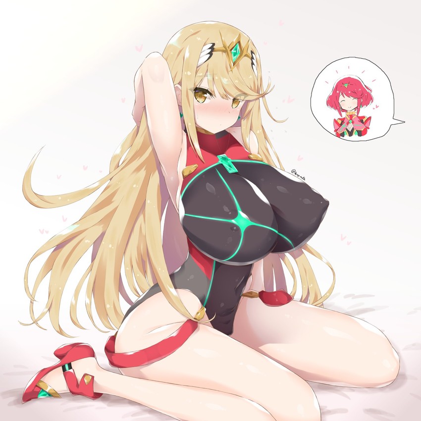 mythra and pyra (xenoblade chronicles and 1 more) drawn by bea_(bropmlk)