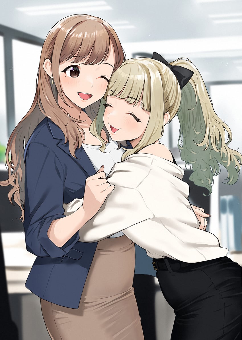 akaori umeka and sawamoto mikan (kaisha no senpai akaori-san) drawn by doushimasho
