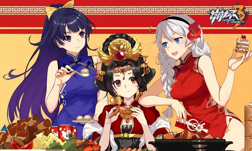 kiana kaslana, raiden mei, and jixuanyuan (honkai and 1 more)