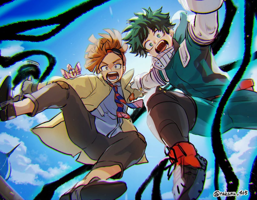 midoriya izuku, rody soul, and pino (boku no hero academia) drawn by nakamu_405
