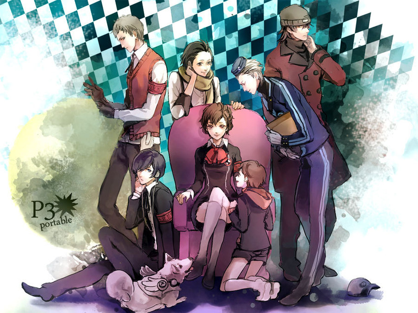 yuuki makoto, shiomi kotone, sanada akihiko, aragaki shinjirou, mochizuki ryouji, and 3 more (persona and 2 more) drawn by olida_(jambon)