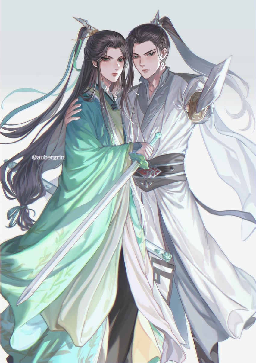 shen qingqiu and liu qingge (renzha fanpai zijiu xitong) drawn by aubergrin
