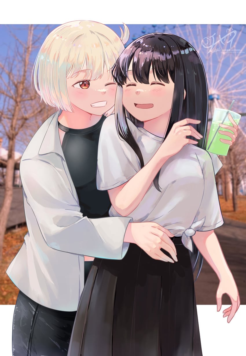 nishikigi chisato and inoue takina (lycoris recoil) drawn by chai_haru