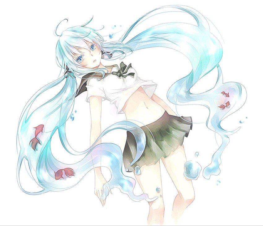 hatsune miku and bottle miku (vocaloid) drawn by masyumaro-xx