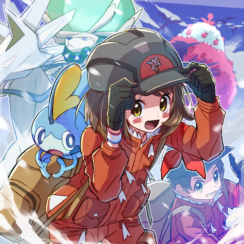 gloria, sobble, victor, calyrex, and glastrier (pokemon and 1 more) drawn by kingin
