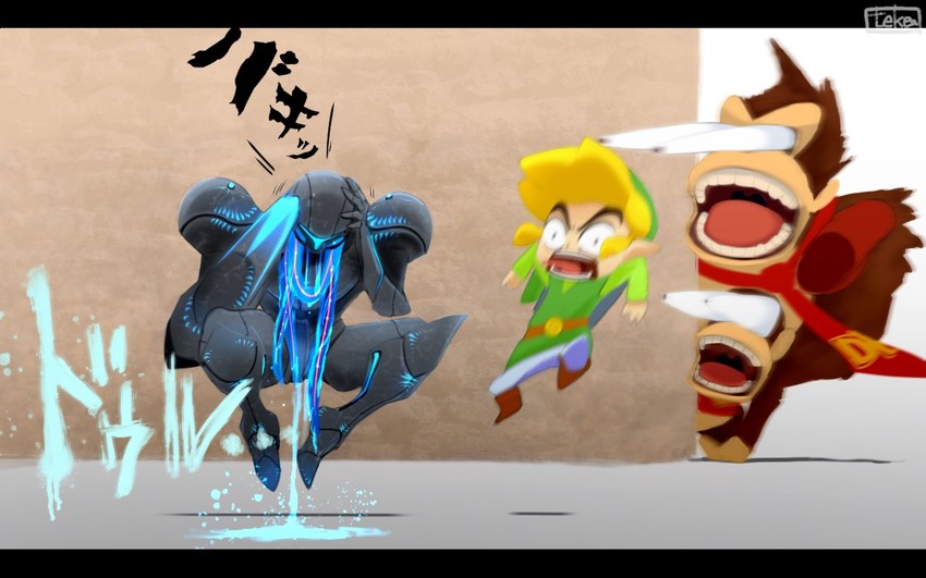 link, toon link, metroid, donkey kong, dark samus, and 2 more (the legend of zelda and 5 more) drawn by teke