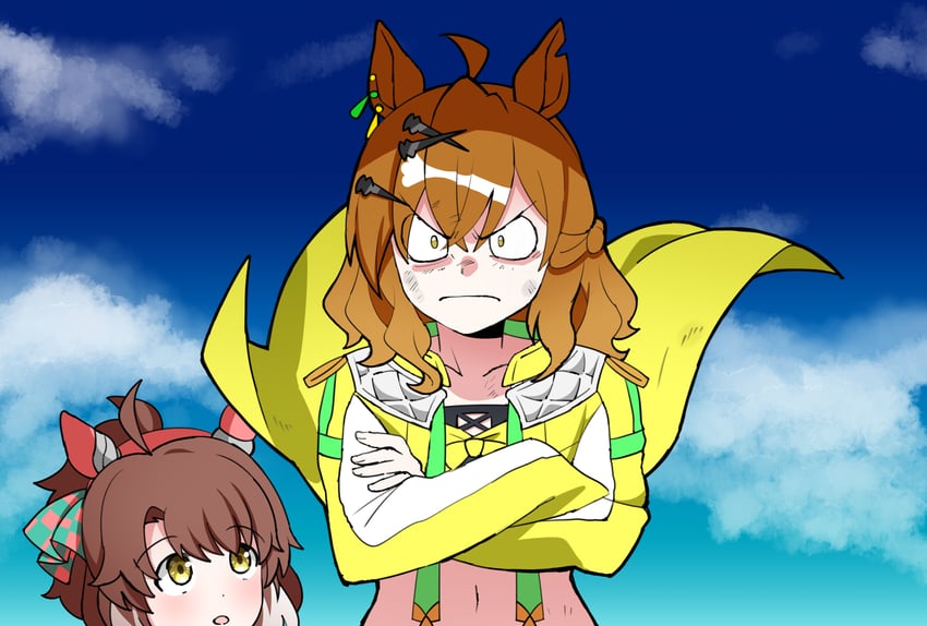jungle pocket and dantsu flame (umamusume and 2 more) drawn by aramori_susumu