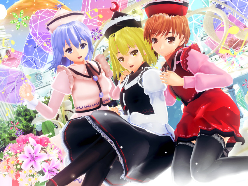 lunasa prismriver, merlin prismriver, and lyrica prismriver (touhou) drawn by kurogoma_(meganegurasan)