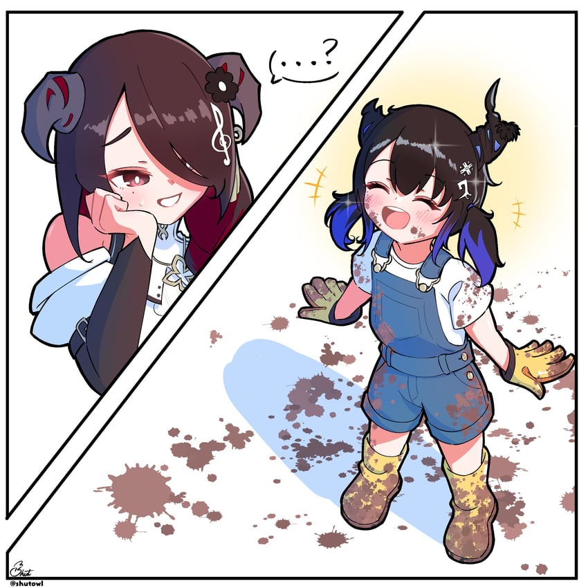nerissa ravencroft and mamarissa (hololive and 1 more) drawn by shutowl