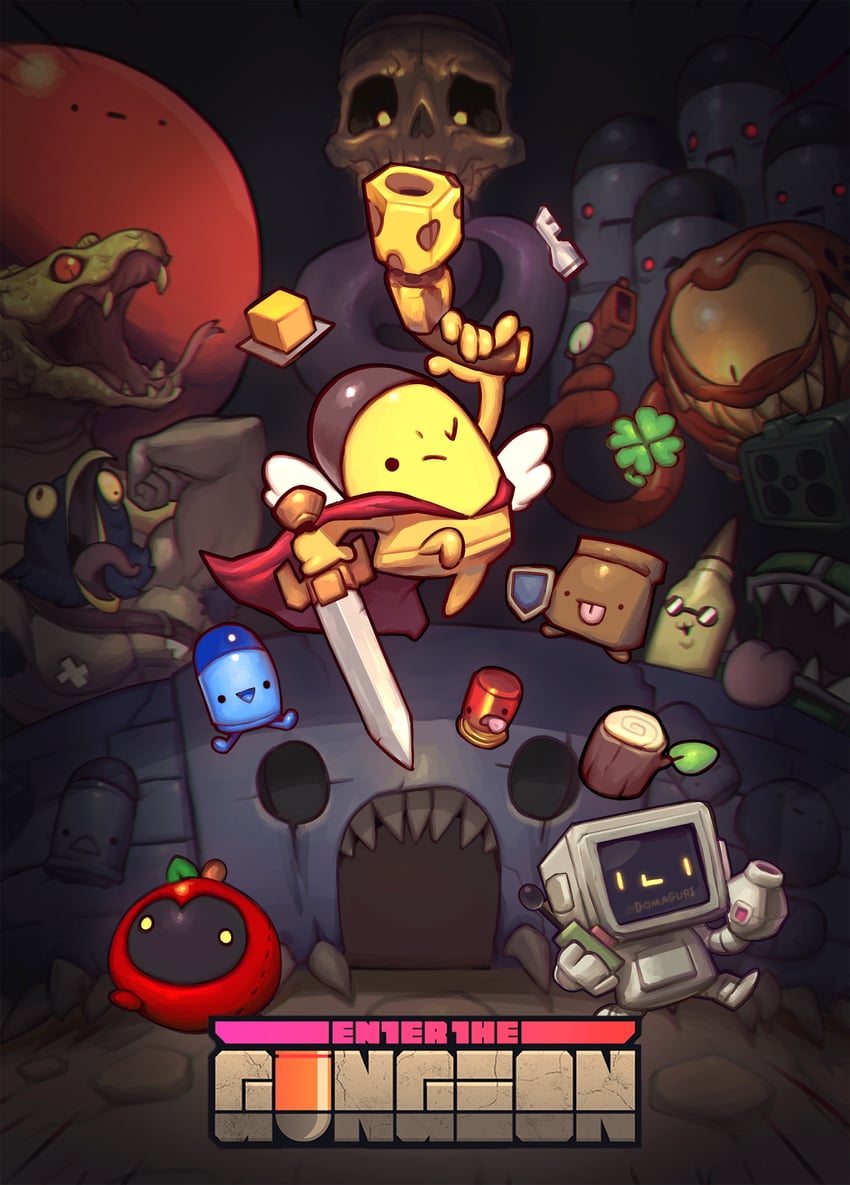 beholder, bullet kin, the bullet, shotgun kin, blobulord, and 12 more (enter the gungeon) drawn by domaguri