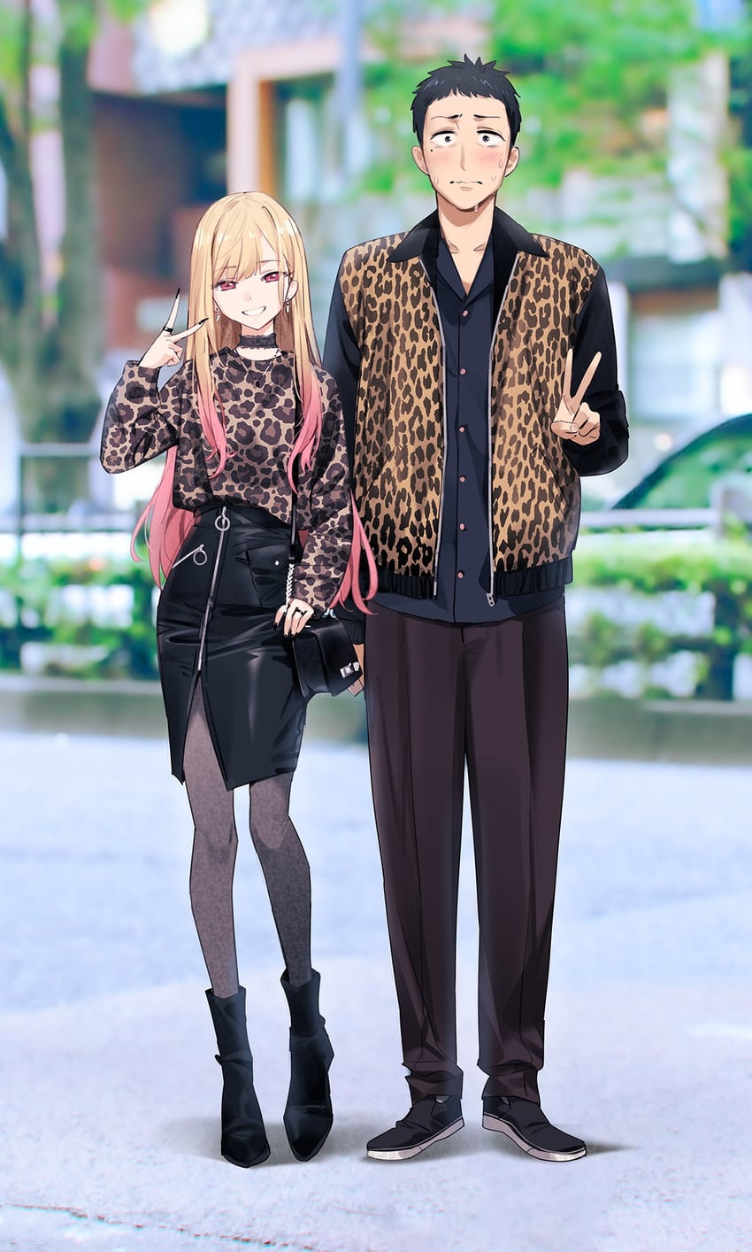 kitagawa marin and gojou wakana (sono bisque doll wa koi wo suru) drawn by yd_(orange_maru)
