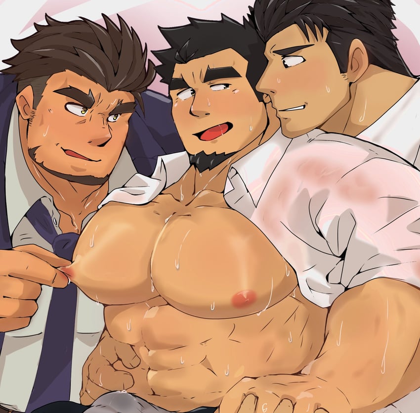 protagonist, mamoru, and kousuke tsukumo (crave saga) drawn by kaeru333938123
