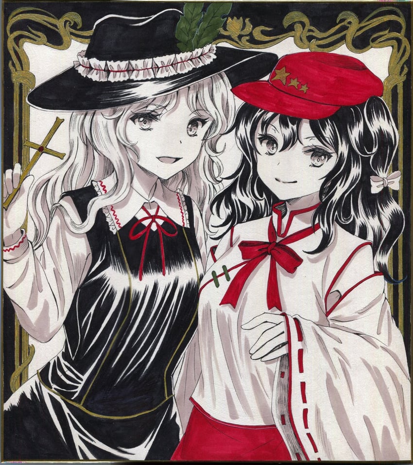 jacket girl and label girl (touhou and 1 more) drawn by hajike_akira