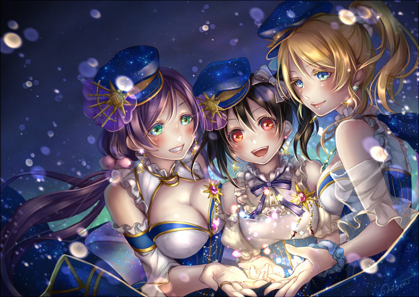 tojo nozomi, yazawa nico, and ayase eli (love live! and 2 more) drawn by ao+beni