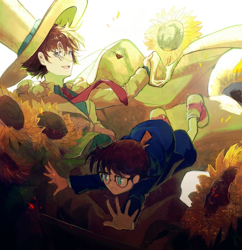 edogawa conan and kaitou kid (meitantei conan and 1 more) drawn by avatra