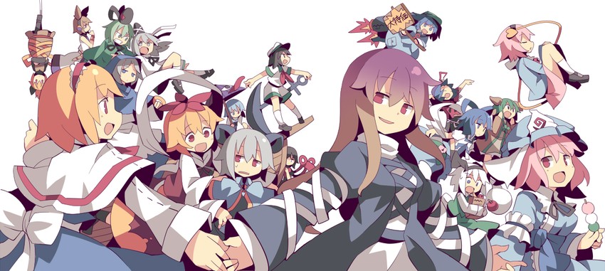 konpaku youmu, alice margatroid, komeiji satori, saigyouji yuyuko, tatara kogasa, and 14 more (touhou) drawn by fuukadia_(narcolepsy)