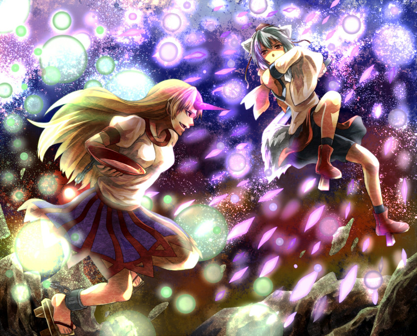 inubashiri momiji and hoshiguma yuugi (touhou) drawn by michimaru_(michi)