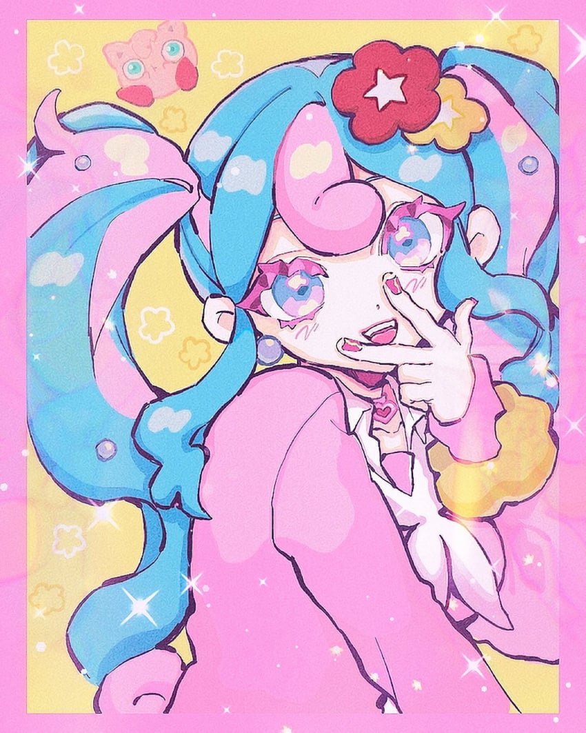 hatsune miku, jigglypuff, and fairy miku (pokemon and 2 more) drawn by kumo-san