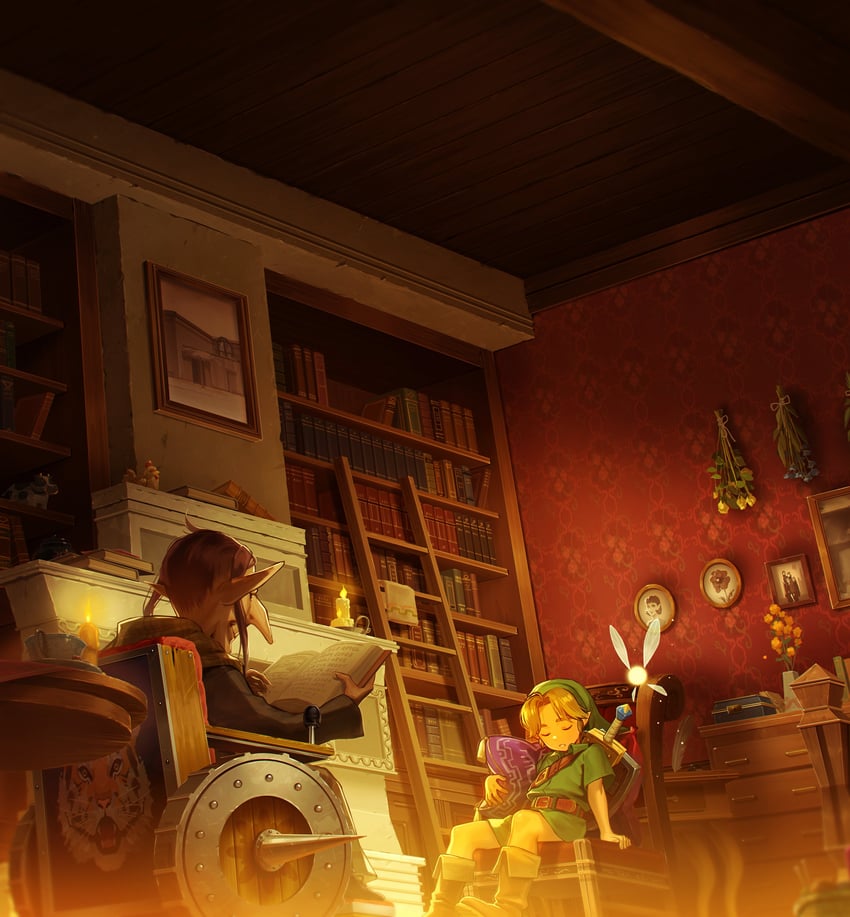 link, young link, tatl, and anju's grandmother (the legend of zelda and 1 more) drawn by nshi