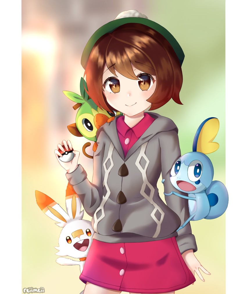 gloria, scorbunny, sobble, and grookey (pokemon and 1 more) drawn by reiimeii