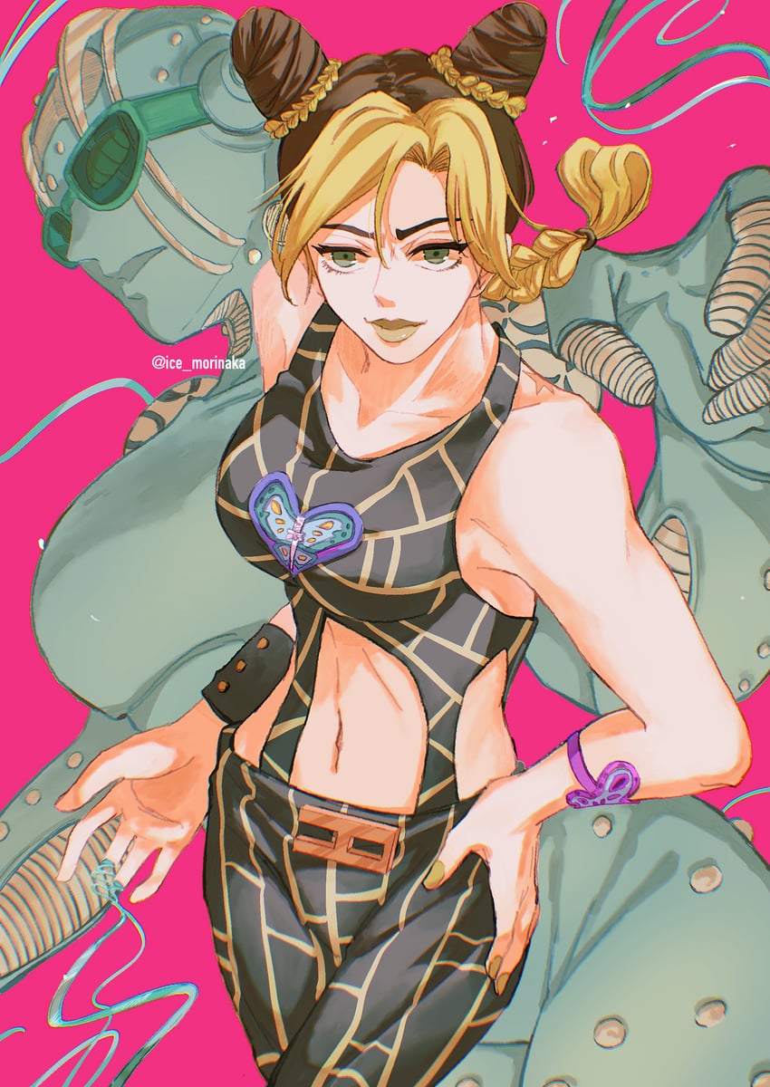 kujo jolyne and stone free (jojo no kimyou na bouken and 1 more) drawn by ice_morinaka
