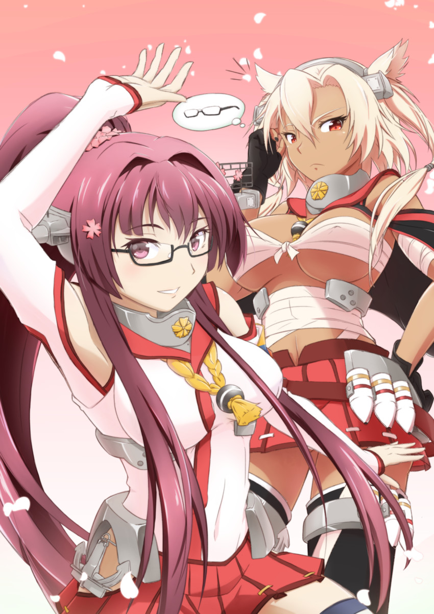 yamato and musashi (kantai collection) drawn by pokke_(pokke-chan)