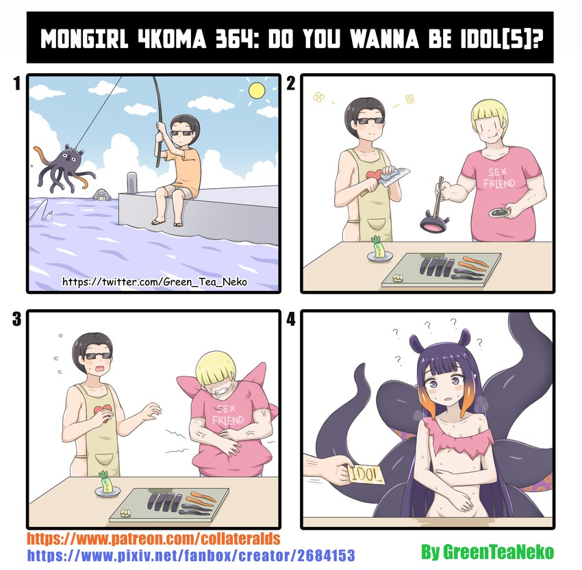 gawr gura and ninomae ina'nis (hololive and 1 more) drawn by greenteaneko