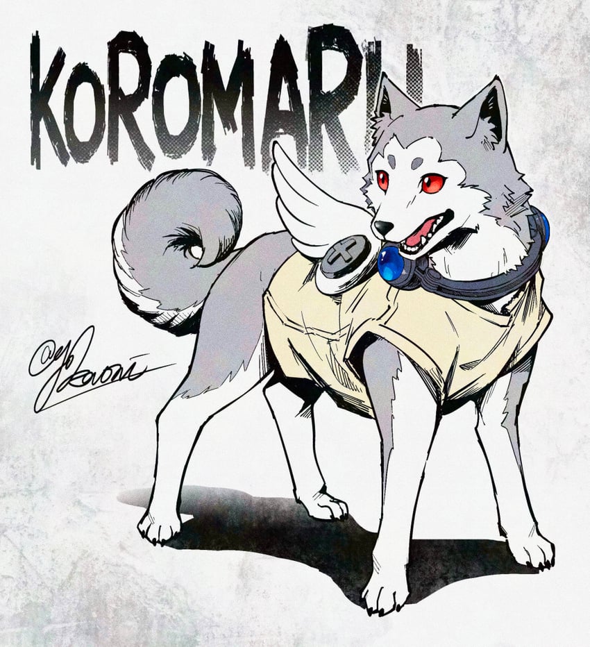 koromaru (persona and 1 more) drawn by yokaroni