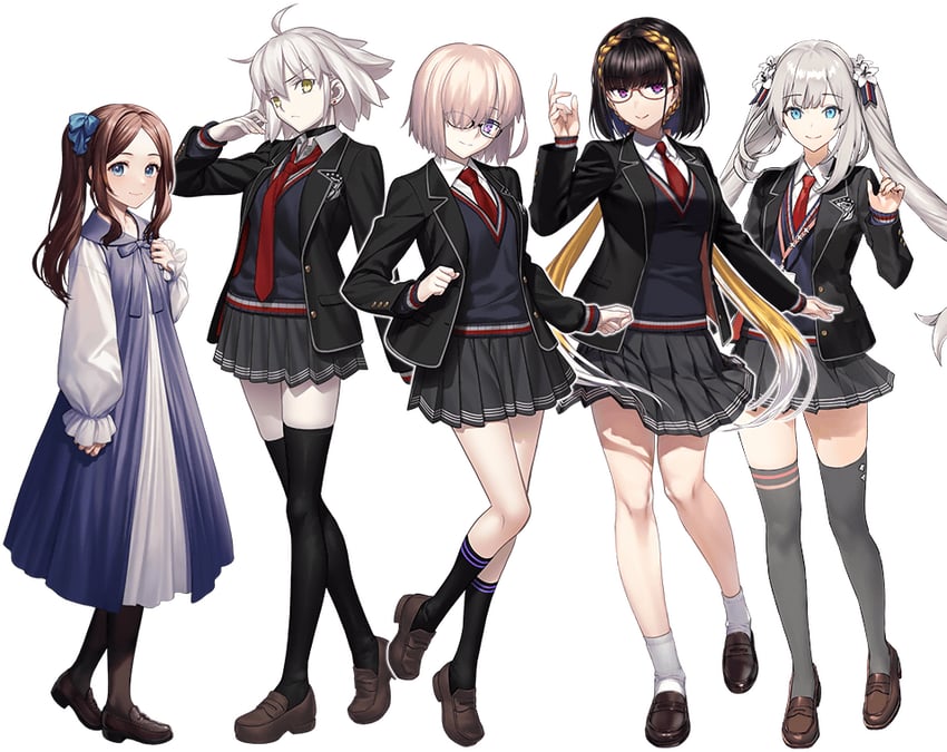 mash kyrielight, jeanne d'arc alter, leonardo da vinci, marie antoinette, osakabehime, and 2 more (fate and 1 more) drawn by ginka_sima, moriyama_daisuke, simosi, and takeuchi_takashi