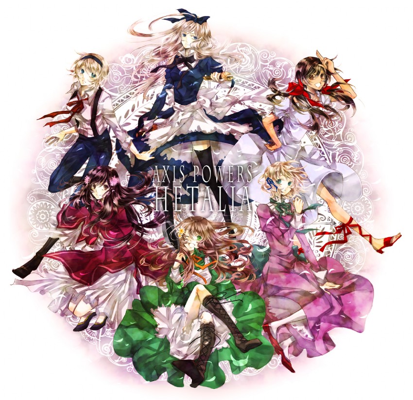 belarus, taiwan, hungary, liechtenstein, ukraine, and 1 more (axis powers hetalia) drawn by taeko_(tao)